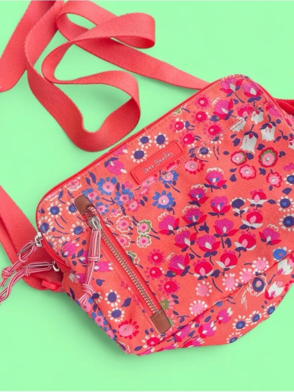 Vera Bradley Coral Floral Adjustable Crossbody